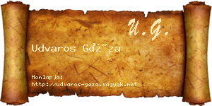 Udvaros Géza névjegykártya