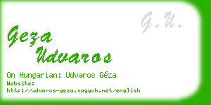 geza udvaros business card